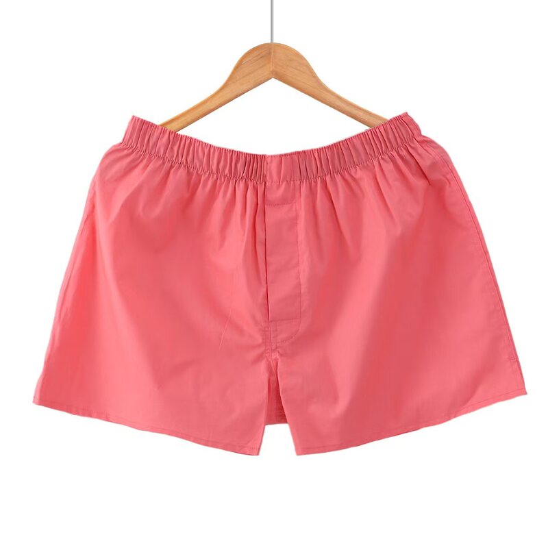 Solid Color Men's Cotton Boxer Shorts Large Size Dopamine Underwear Home Sleep Pants Loose Cotton Shorts
