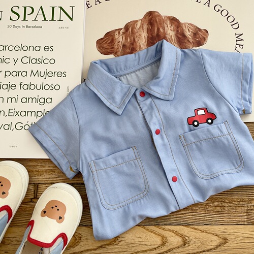 Baby cartoon jumpsuit 0-2 years old summer male baby fashionable printed romper baby Korean style clothes trendy AL061