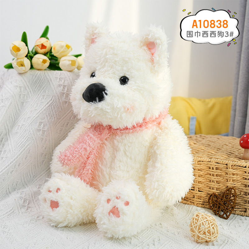 Lindo juguete de peluche de nariz grande muñeca de cachorro muñeca creativa para niños West Highland muñeca regalo de cumpleaños al por mayor