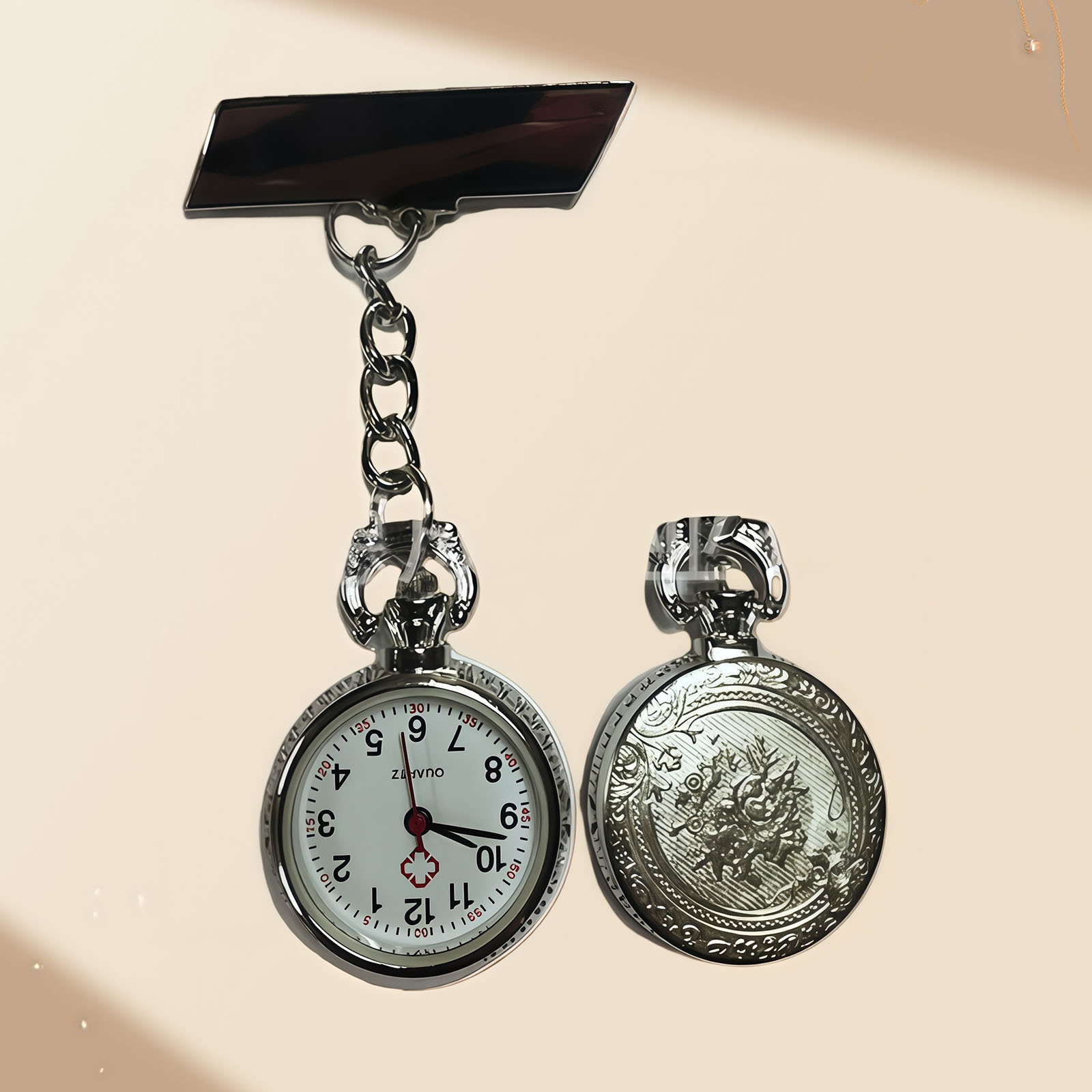 Wholesale pocket watch women's diamond brand denim chain nurse chest watch creative student watch Korean simple quartz watch