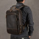 Retro backpack double zipper main bag genuine leather backpack large capacity Crazy Horse leather outdoor travel bag casual computer bag