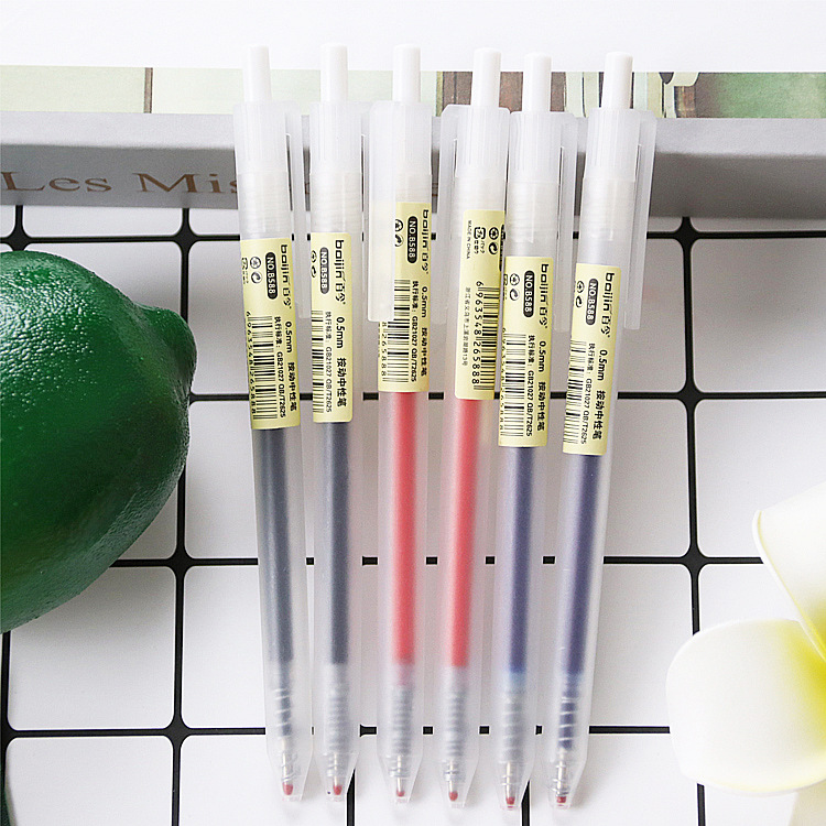 Casual Frosted Push Pen 0.5mm Bullet Gel Pen Push-Type Student Stationery Office Water-Based Signature Pen