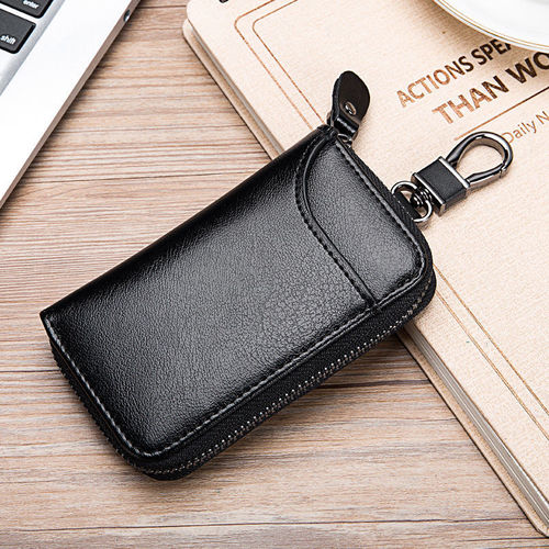 Key bag key bag men's large capacity genuine cowhide business home simple zipper waist hanging car multi-function card holder