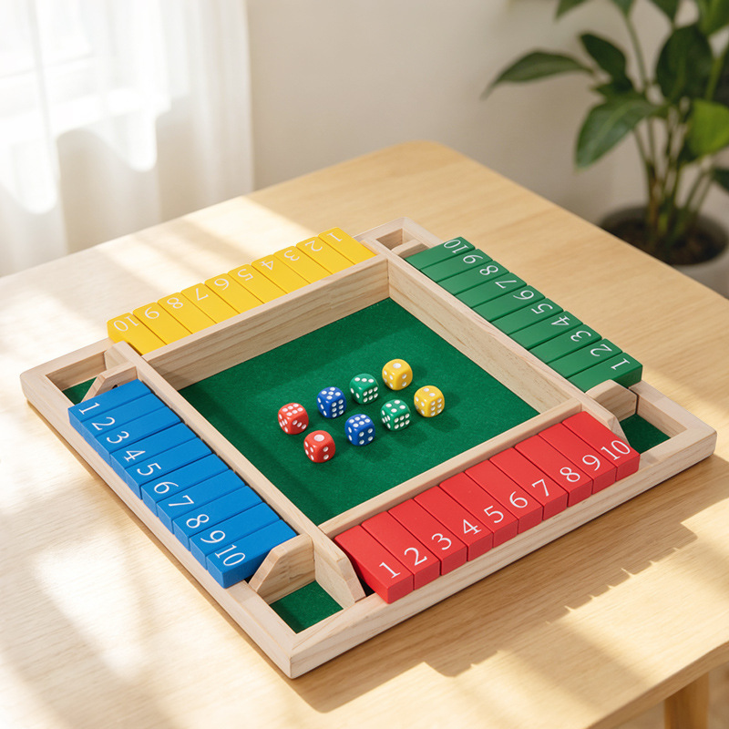 Juego de doble cara digital de cuatro lados Flip juego de ajedrez para niños Juego de mesa entre padres e hijos bar fiesta bebiendo vino haciendo juguete de madera