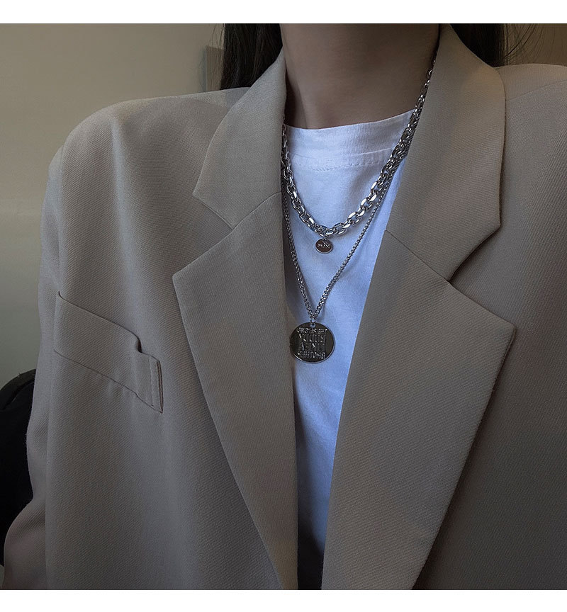 Hip-Hop Round Letter Copper Plating Layered Necklaces 1 Piece