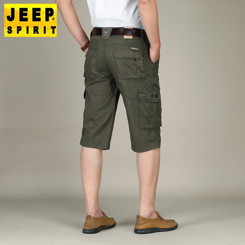 Summer Brand Men's Straight Loose Fit Seven-Point Casual Pants Cargo Pants Multi-Pocket Casual Shorts Thin Style J253