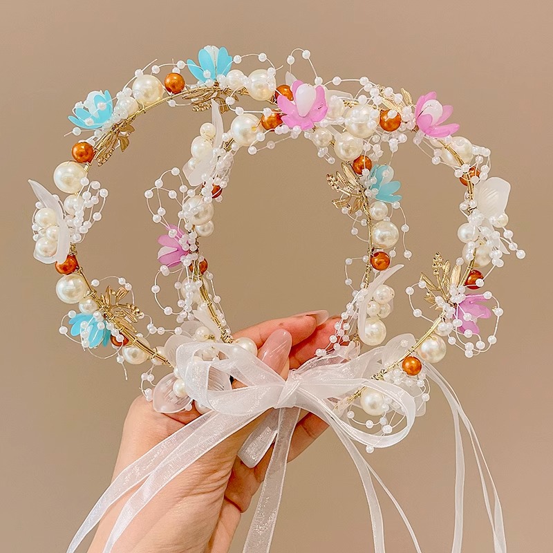 Super Hada Mori chica princesa diadema 2024 nuevos niños Garland tocado cinta flor pelo paquete Hada tocado flor