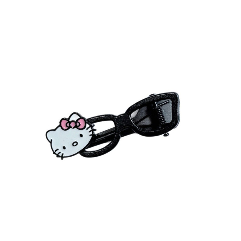 眼镜kitty发夹少女心时尚卡通刘海夹百搭发卡可爱发饰碎发鸭嘴夹|undefined