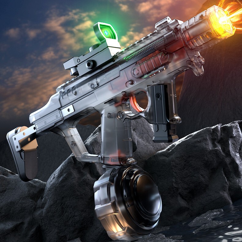 Popular Model Huowu Mk3 Sensor Firelight Transparent Electric Water Gun Children's Toy with Manual and Automatic Modes, Light Linkage, and Return Fire Function