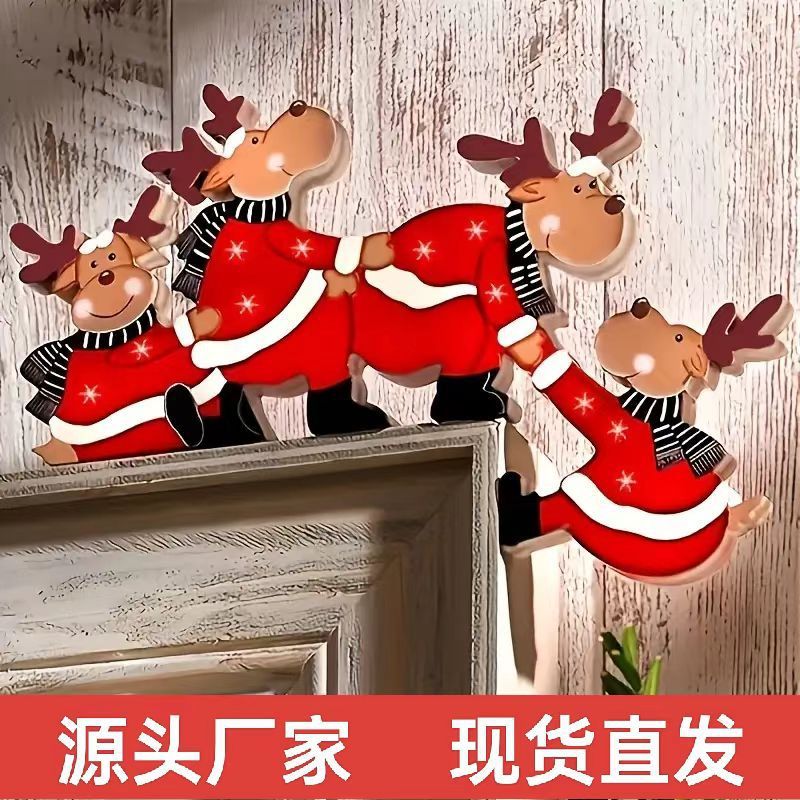 クロスボーダー新作クリスマス木製コーナードア枠装飾クリスマス木製工芸品ドアコーナー装飾置物卸売り|undefined