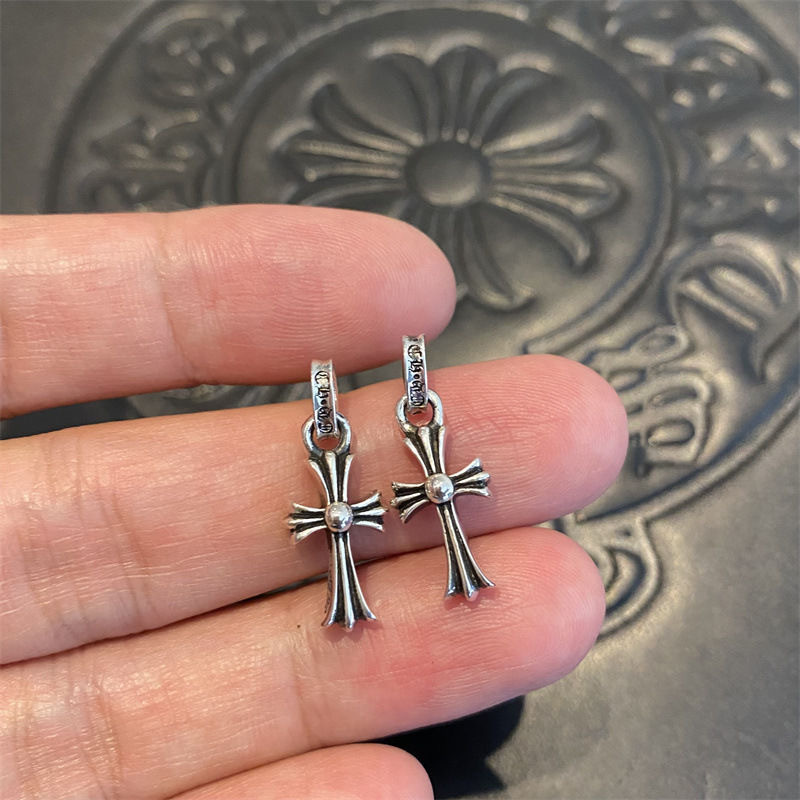 S925 Sterling Silver Croix Ear Nail Earrings Vintage High-end Punk Men's and Women's Fashionable Personalized Silver Earrings
