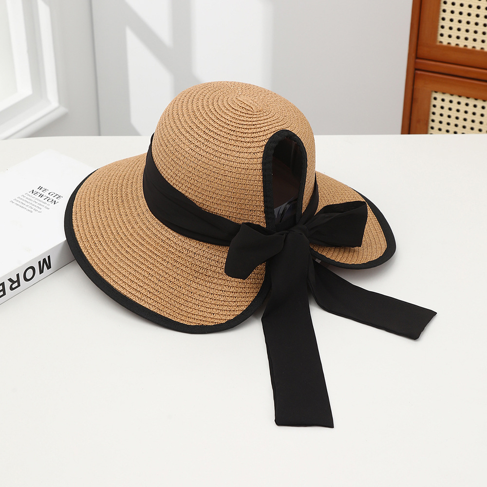 Sombrero paja ala ancha con lazo verano