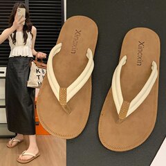Women's Summer Outdoor Wear 2024 New Fashion Thick Sole Slippers Casual Ins Lightweight Non-Slip Beach Sandals