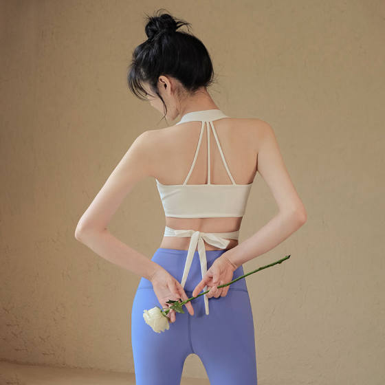 Yoga Vest with Chest Pad Women's Cross Strap Low V-neck Top for Foreign Trade Cross-border Southeast Asia European and American Style