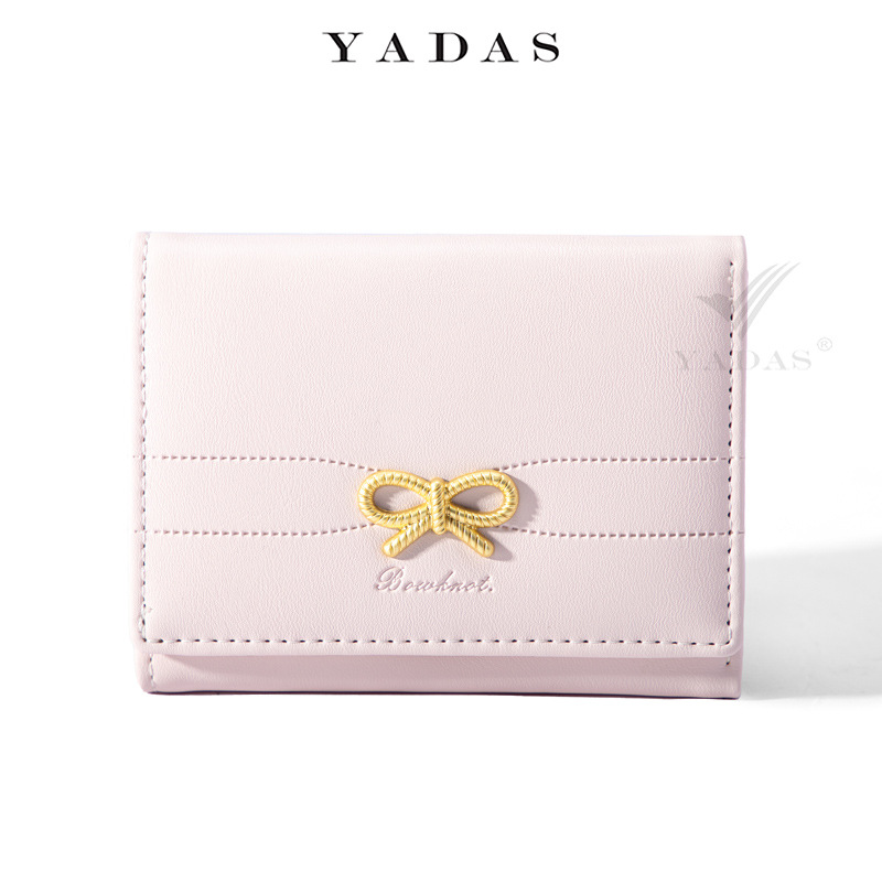 [Bow hardware] YADAS titular de la tarjeta de las mujeres lindas multi-tarjeta corta tríptico monedero pequeño monedero
