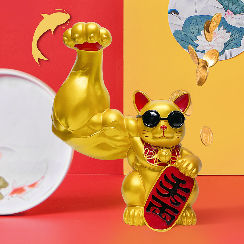 Customized Unicorn Arm Lucky Cat Ornaments Resin Crafts Sample Pictures Environmentally Friendly Resin Electroplating Home Accessories