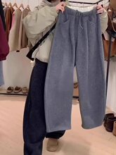 大码加绒加厚弯刀裤2025早秋新款松紧腰休闲裤胖MM宽松显瘦奶奶裤