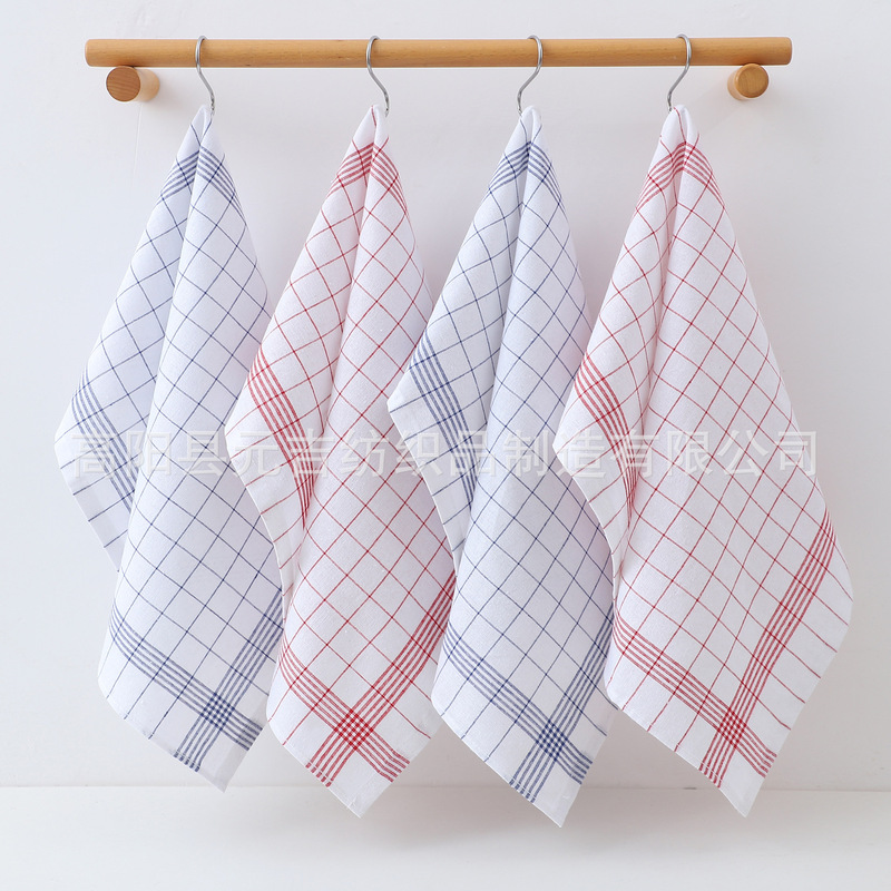 Factory in stock plain cloth polyester cotton kitchen cleaning cloth plaid dish towel