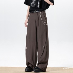 2025 American High Street Deconstructed Splicing Rivet Design Scimitar Trousers for Men and Women Loose Wide-Leg Versatile Casual Pants