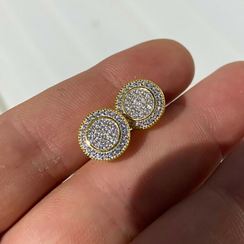 1 Pair Simple Style Shiny Round Inlay Copper Zircon Ear Studs display picture 3