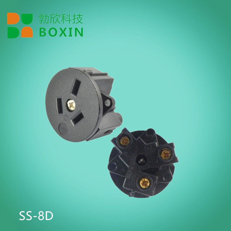 AC电源国标3脚三项插座SS-8D圆形插座自接线螺丝端子固定10A250V