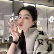 李小璐同款老花围巾羊绒纯色渐变明星同款围巾披肩女秋冬保暖