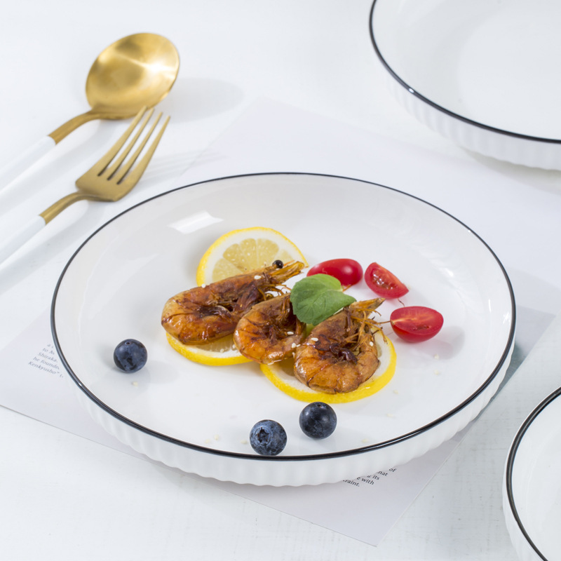 皿セット家庭用陶磁器円飯皿現代シンプル大サイズ料理皿深スープ皿食器セット2-6個セット|undefined
