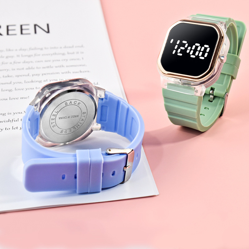 Square Dial Shape Daily Occasion Cute Simple Style Solid Color Electronic Kids Watches