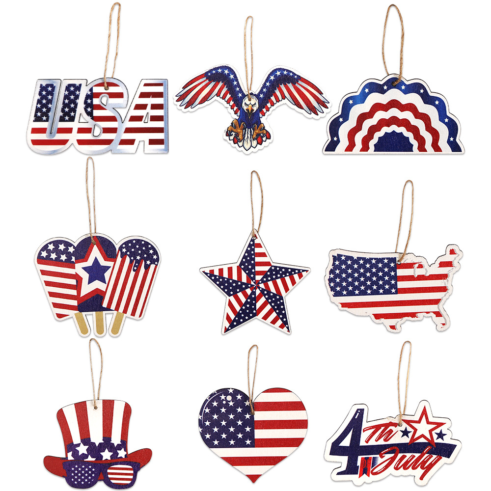 American Independence Day Decorative Wooden Pendants National Day Party Decoration Supplies Gift Props Wooden Sign Pendants