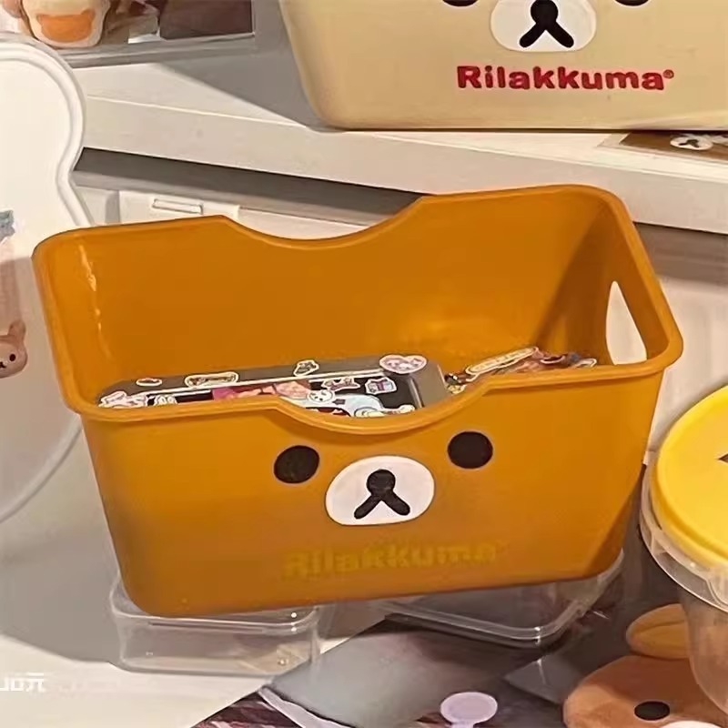 【ins风】创意可爱轻松熊收纳筐收纳盒桌面整理盒多功能手账收纳|undefined