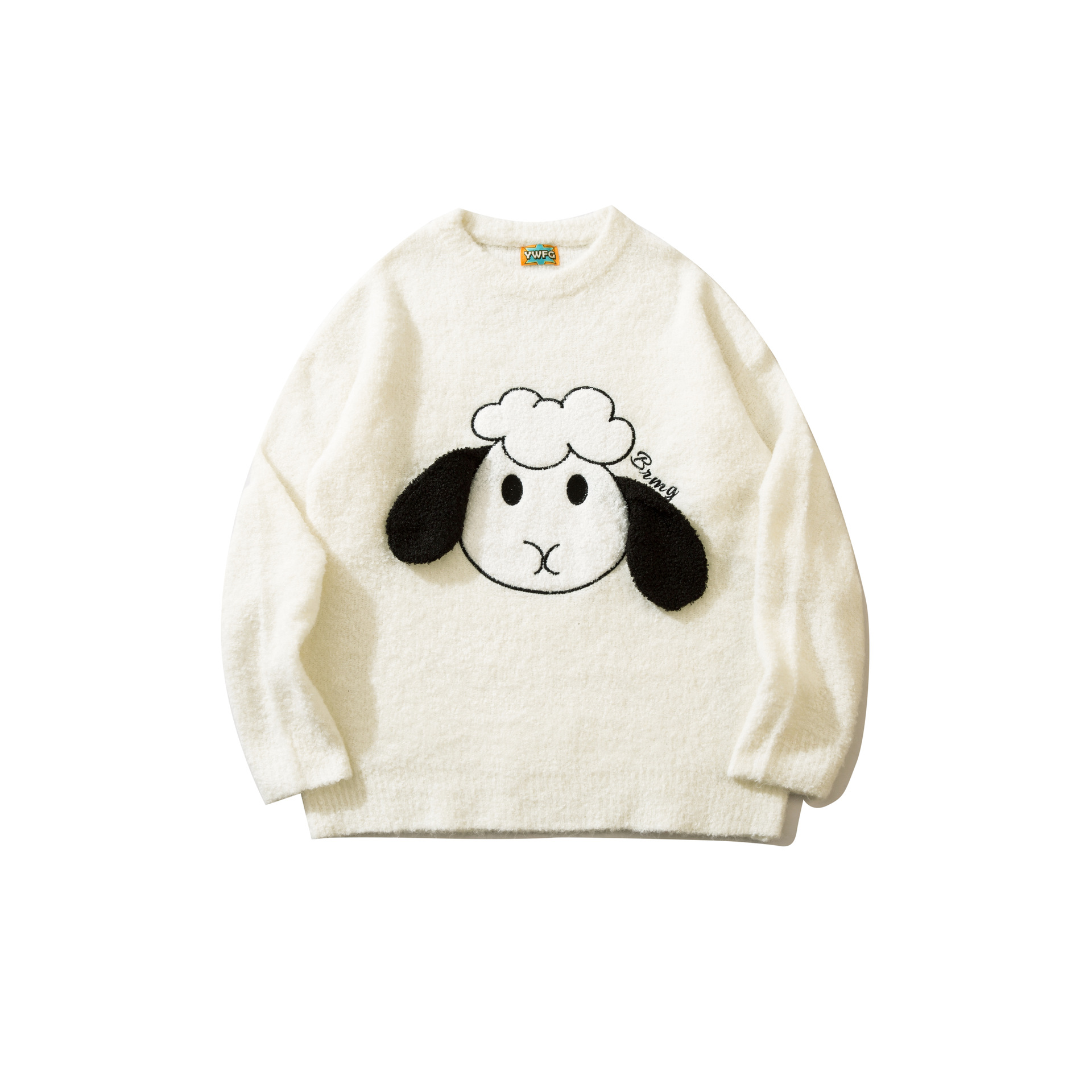 Embroidered Loose Knit Casual Round Neck 3