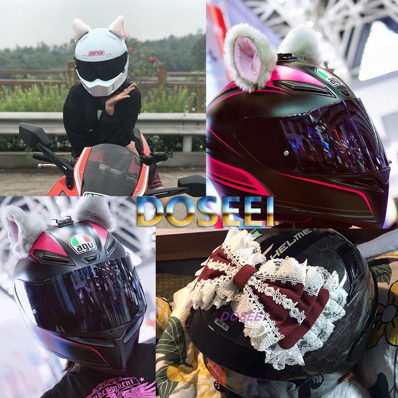 DOSEEI Personality Cat Ear Helmet Decoration Motorcycle Electric Car Ski Helmet