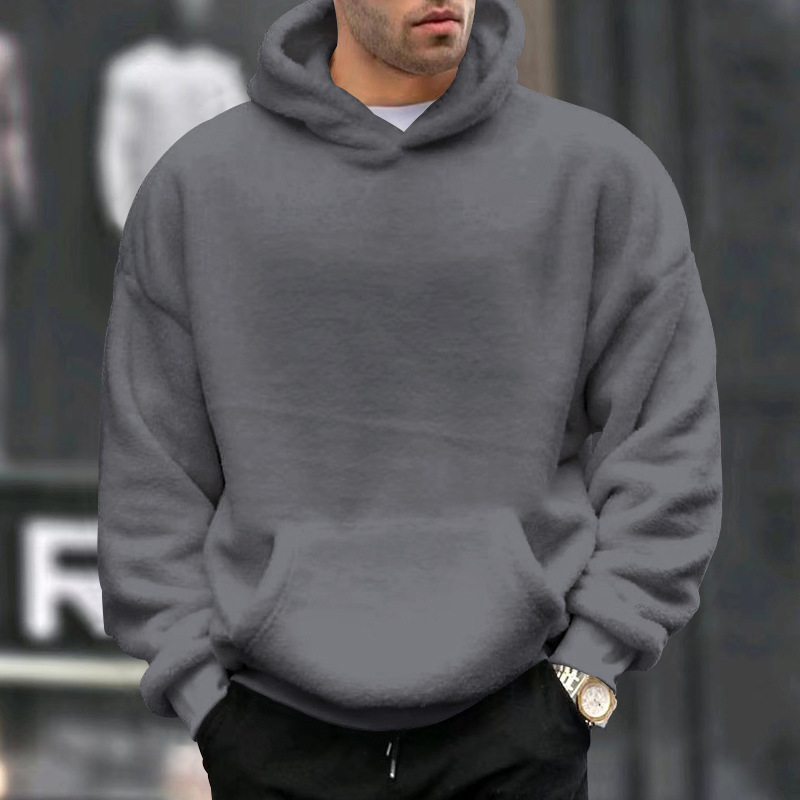 Herren Winter Kapuzenpullover Aus Flanell Mit Lammwolle Gefüttert_voghion.com