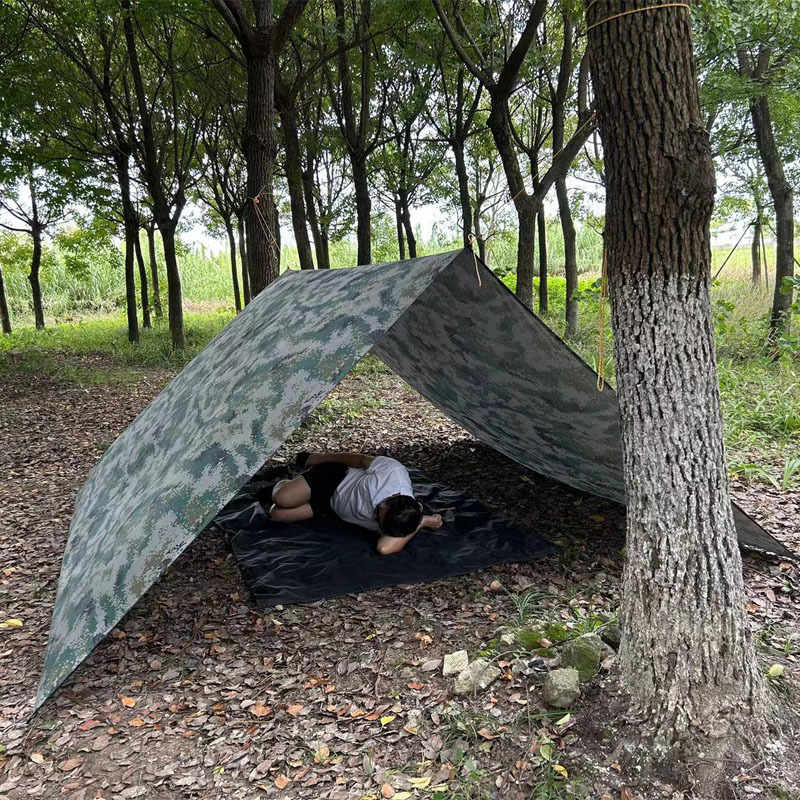 Camouflage canopy, rainproof multifunctional sunshade tent, outdoor ground cloth, essential for travel, convenient foldable canopy for outdoor use