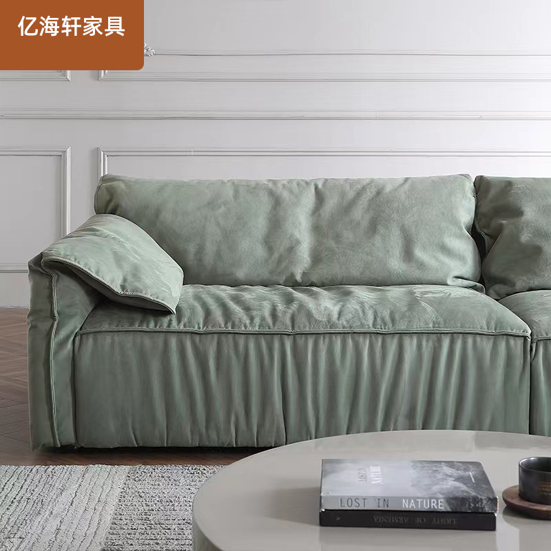 Sofá de terciopelo esmerilado con orejas de elefante, sofá relajante, sofá de tela de alta tecnología para sala de estar, muebles de madera maciza