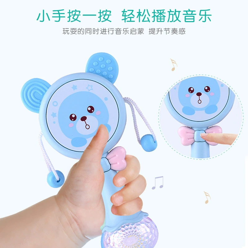 Children's universal beanbag, teether from soft rubber, music rocking drum, smart toy, can bite