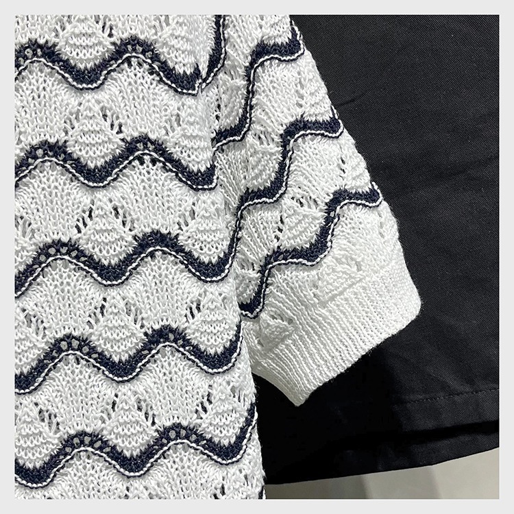 T-shirt uomo maniche corte maglia girocollo righe ondulate casual_voghion.com