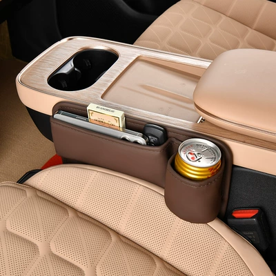 Storage Box, Multifunctional Storage Bag, Car storage bag/box - slit-box-tea-cup-style-coffee-color