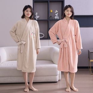 Bath Towel Women's Wearing Thickened Bathrobe Internet-popular Super Cute Long-sleeved Bathrobe Household Hair-free Water Absorbent Quick-drying Bath Dress