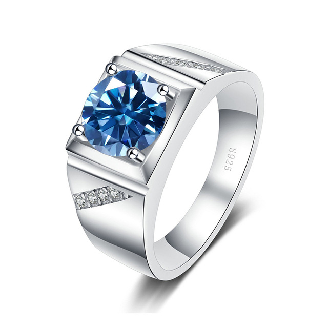 Ventas transfronterizas calientes de 1 quilate 2 quilates anillo de piedra de mosaico colorido psíquico de piedra de mosaico anillo de matrimonio masculino vibración directa