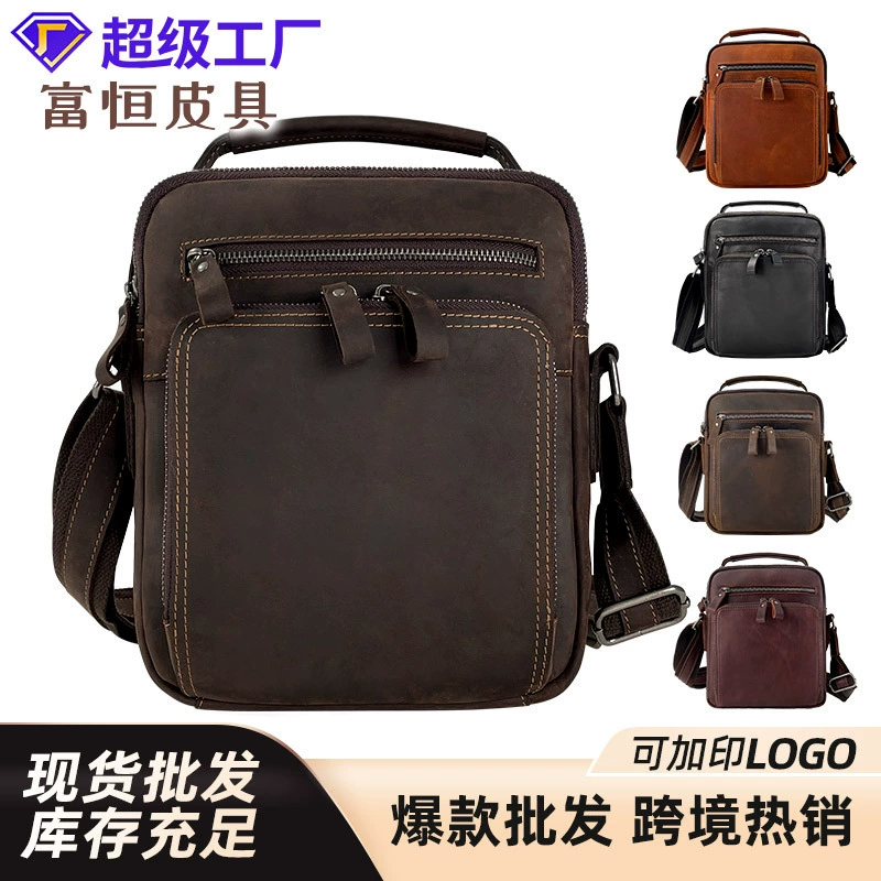 Новая сумка на одно плечо наклонный кросс мужской первый слой кожи мужской повседневный ретро большая емкость кожаная мужская сумка трансграничная эксклюзивная