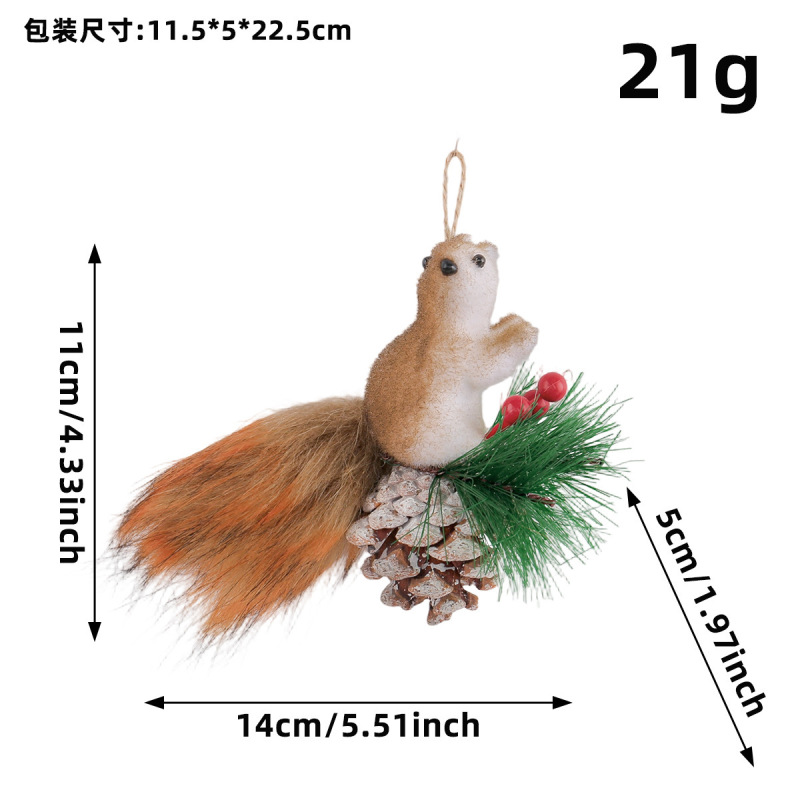 跨境圣诞泡沫小松鼠桌面摆件创意圣诞节仿真松鼠挂件圣诞树装饰品|undefined