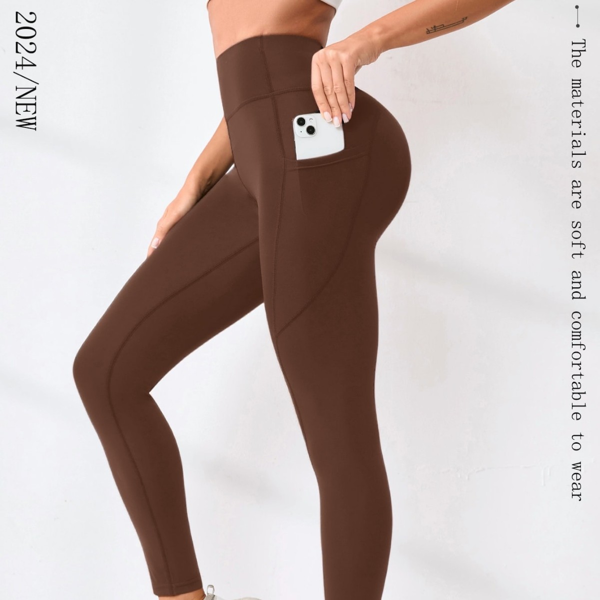 New Popular Cross-Border Yoga Pants, European and American High-Waisted Sexy Slimming Solid Color Leggings, Running Outdoor Sports Pants for Women