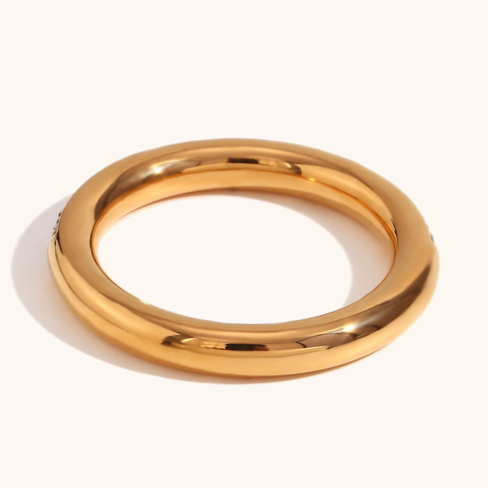 Rhinestones Inlay Material PVD Coated Real Gold Plated 18K Gold Geometric Titanium Steel Waterproof Non Tarnish Rings