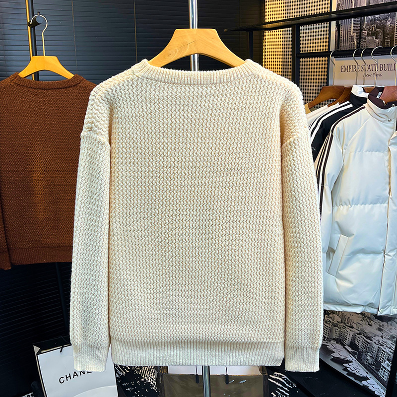 Retro cuello redondo suéter de viento perezoso hombre hombro primavera y otoño suelto multifacé suelto chaqueta de jersey de alta calidad abrigo