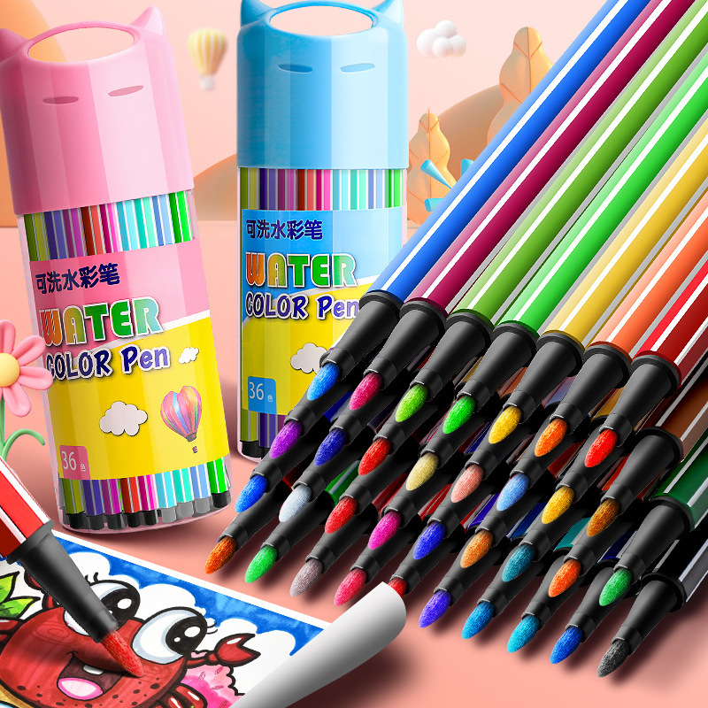 Bolígrafo de acuarela, juego de pinceles de pintura de colores, jardín de infantes para niños, escuela primaria, no tóxico, lavable 24 colores 12 colores 36