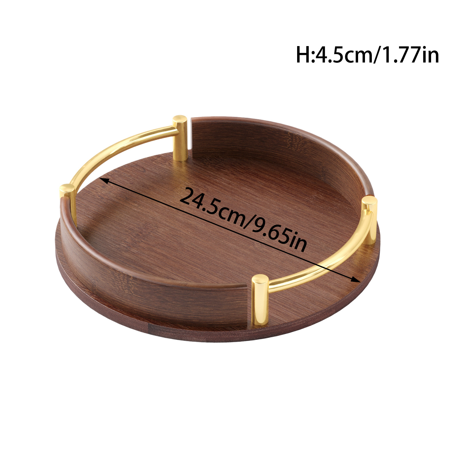 Pallet redondo de bambú marrón para el hogar de lujo ligero decoración de la sala de estar taza de café de alto valor plato de comedor taza de pan bandeja
