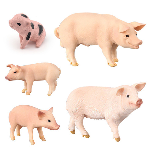 Simulation Vietnamese Pig Male Female Animal Model Solid Plastic Children's Toy Office Ornament