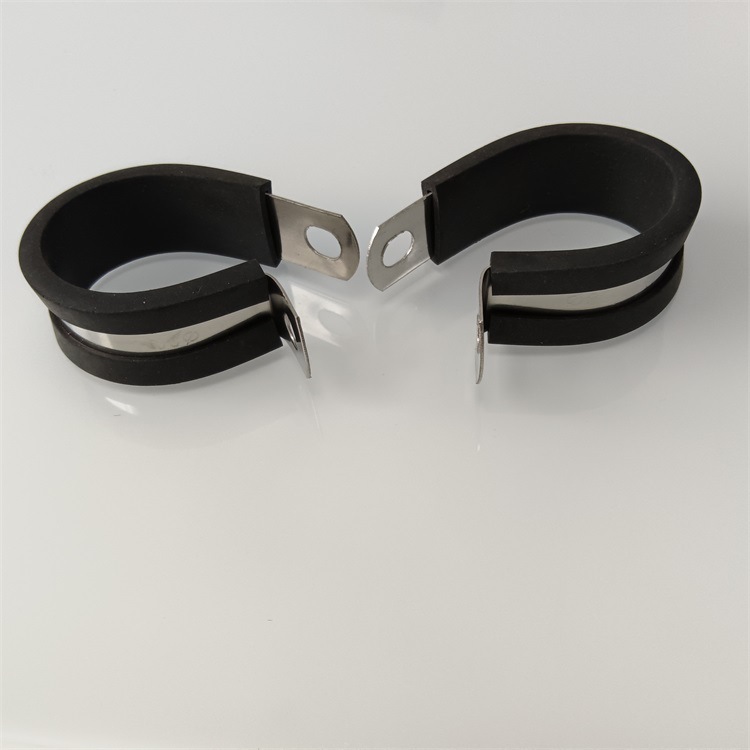 R型橡胶金属管卡R型半包胶全包夹线束卡箍带胶垫绝缘金属卡箍