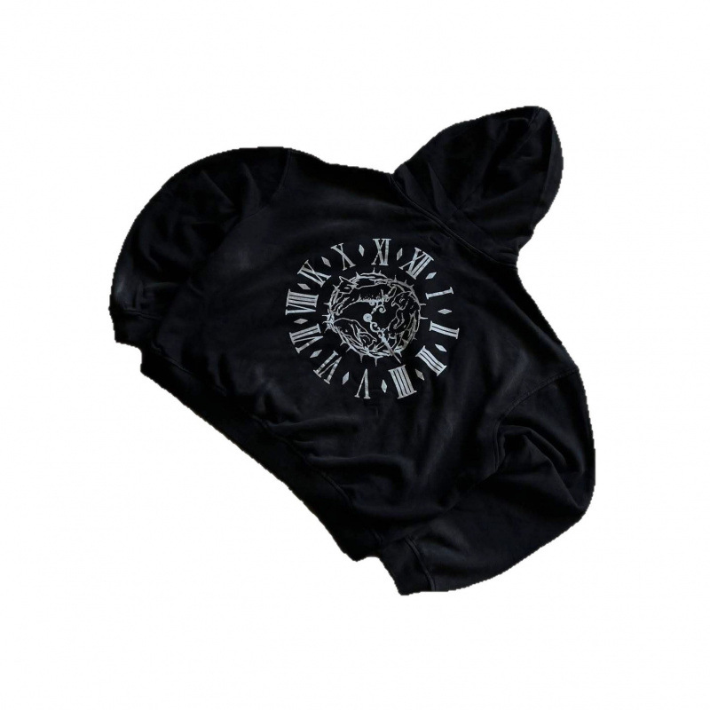 Men's Clothing European And American High Street Dark Style Hooded Zipper Sweatshirt Men And Women Autumn And Winter Trendy Street Retro Loose Jacket_viptrois.com